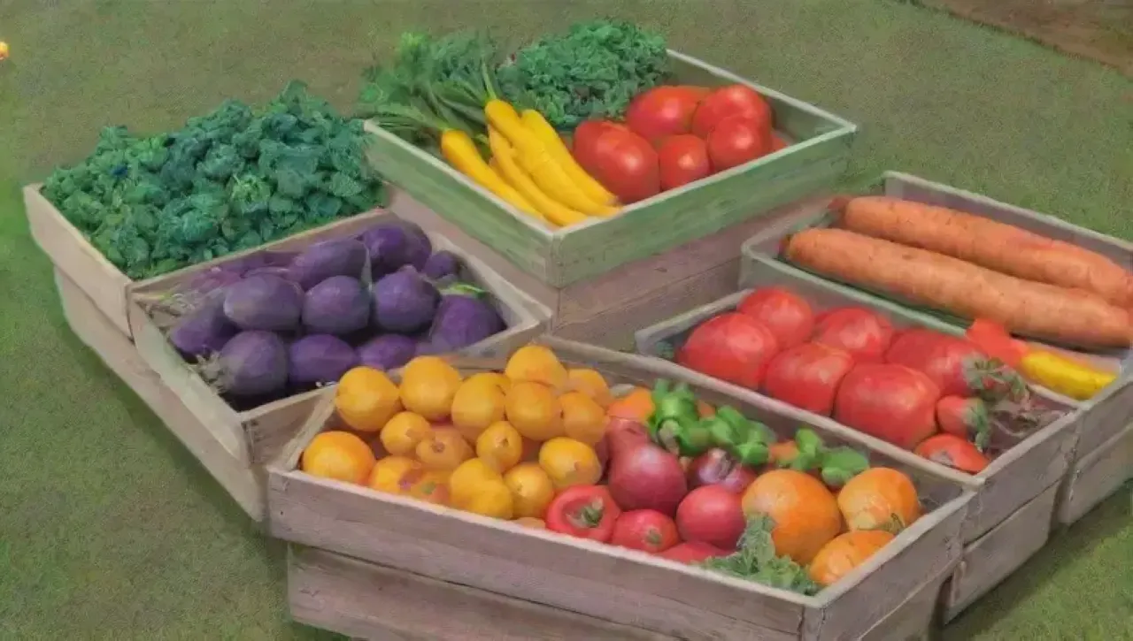 Un mercado agrícola vibrante lleno de coloridos vegetales frescos y la belleza de la sostenibilidad