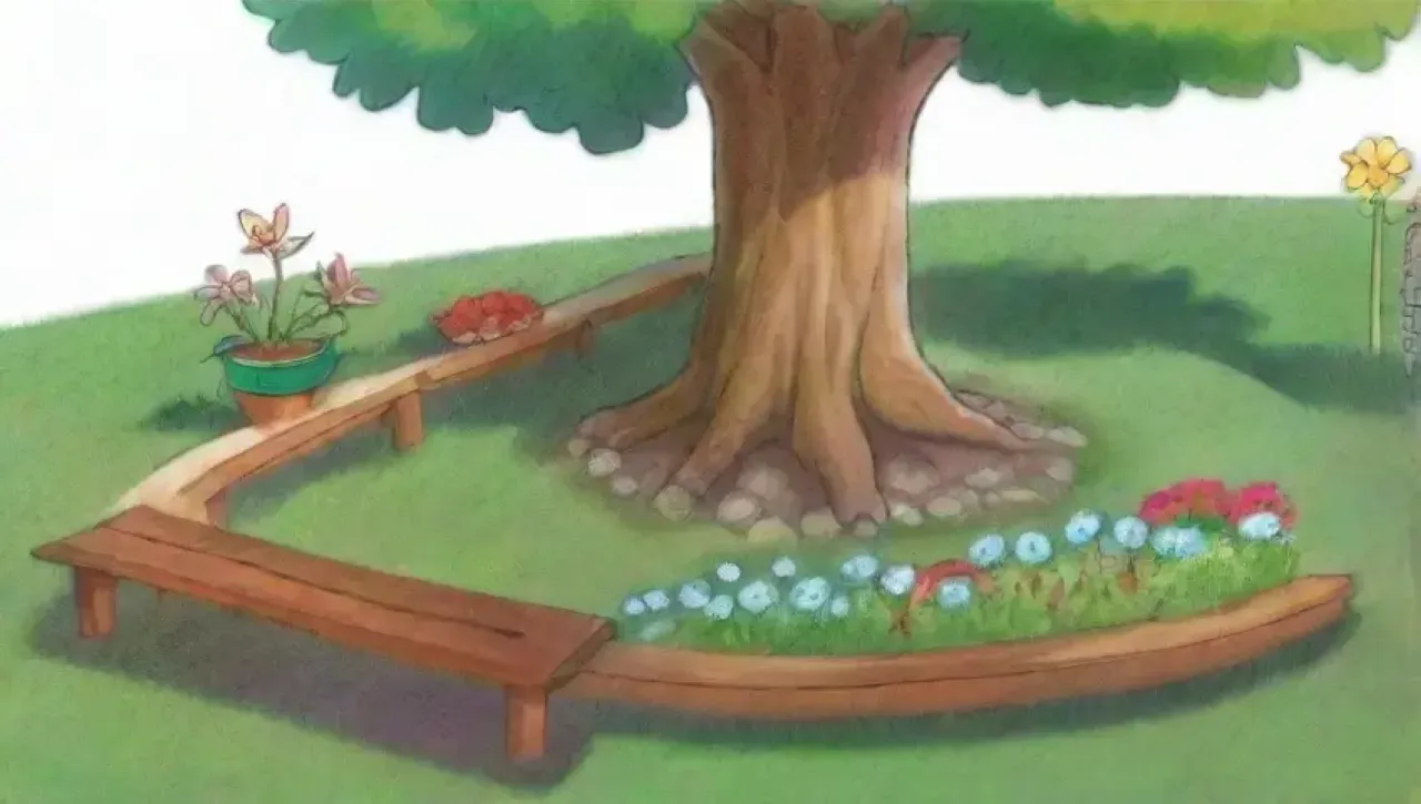 Un jardín vibrante y sereno, lleno de vida y creatividad