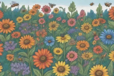 Flores coloridas y naturaleza vibrante fomentan ecosistemas y comunidad