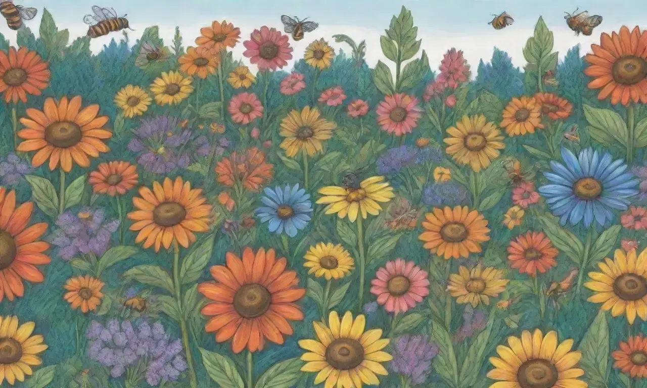 Flores coloridas y naturaleza vibrante fomentan ecosistemas y comunidad