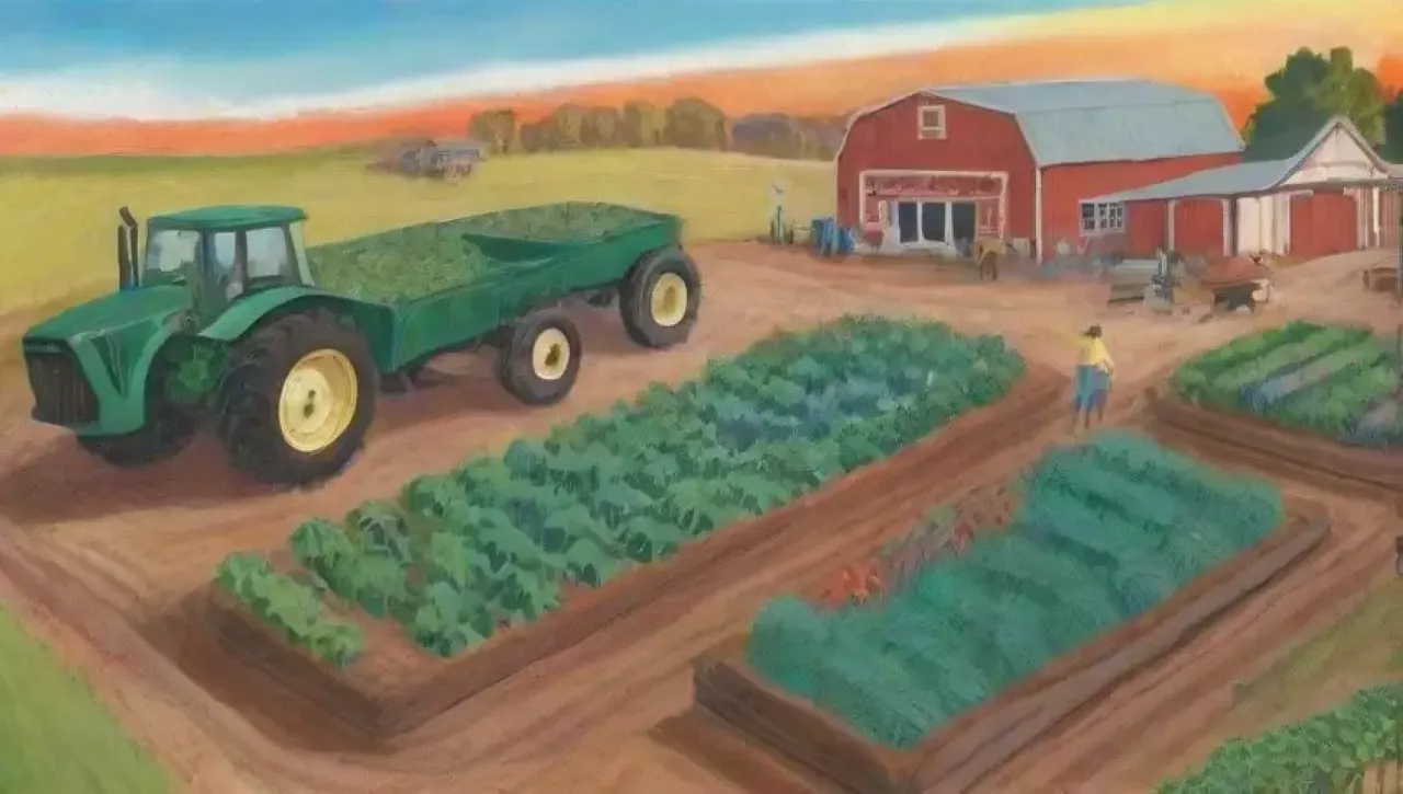 Un paisaje agrícola vibrante lleno de vida, trabajo y esperanza