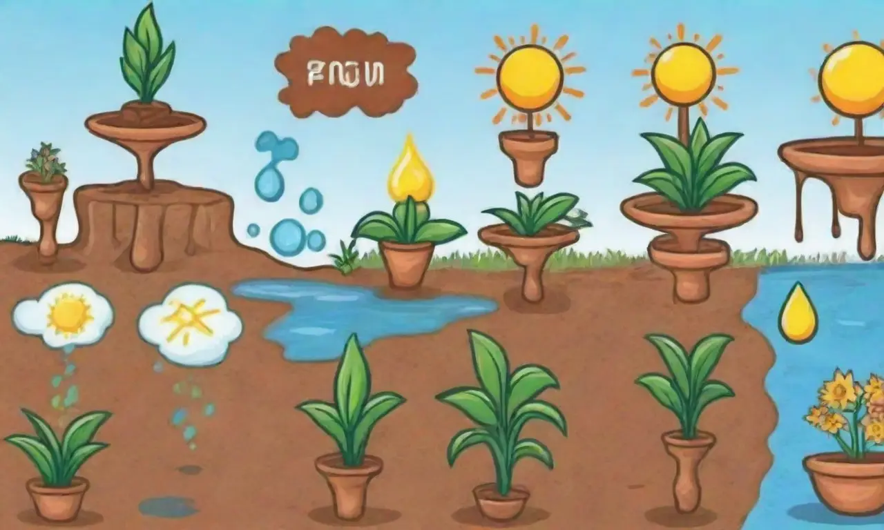 Gráficos coloridos y claros sobre riego, crecimiento de plantas y humedad del suelo