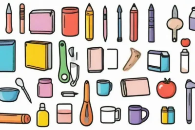 Herramientas esenciales con diseño simple y colores vibrantes
