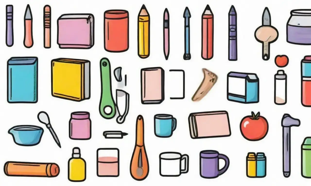 Herramientas esenciales con diseño simple y colores vibrantes