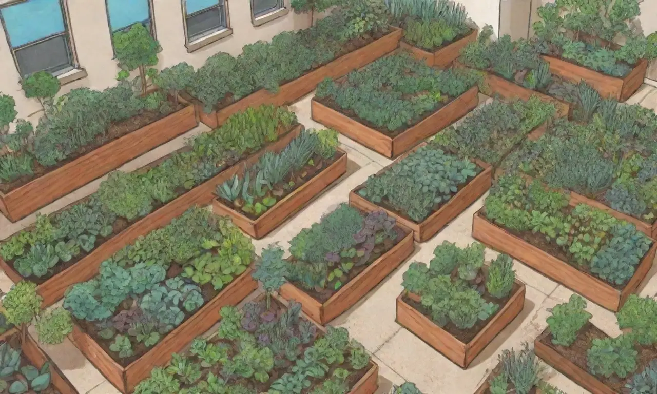 Jardinería urbana sostenible con diseño ecológico y enfoque comunitario