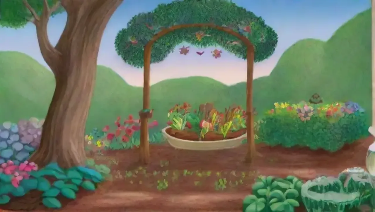 Un jardín vibrante y sereno, lleno de vida y crecimiento