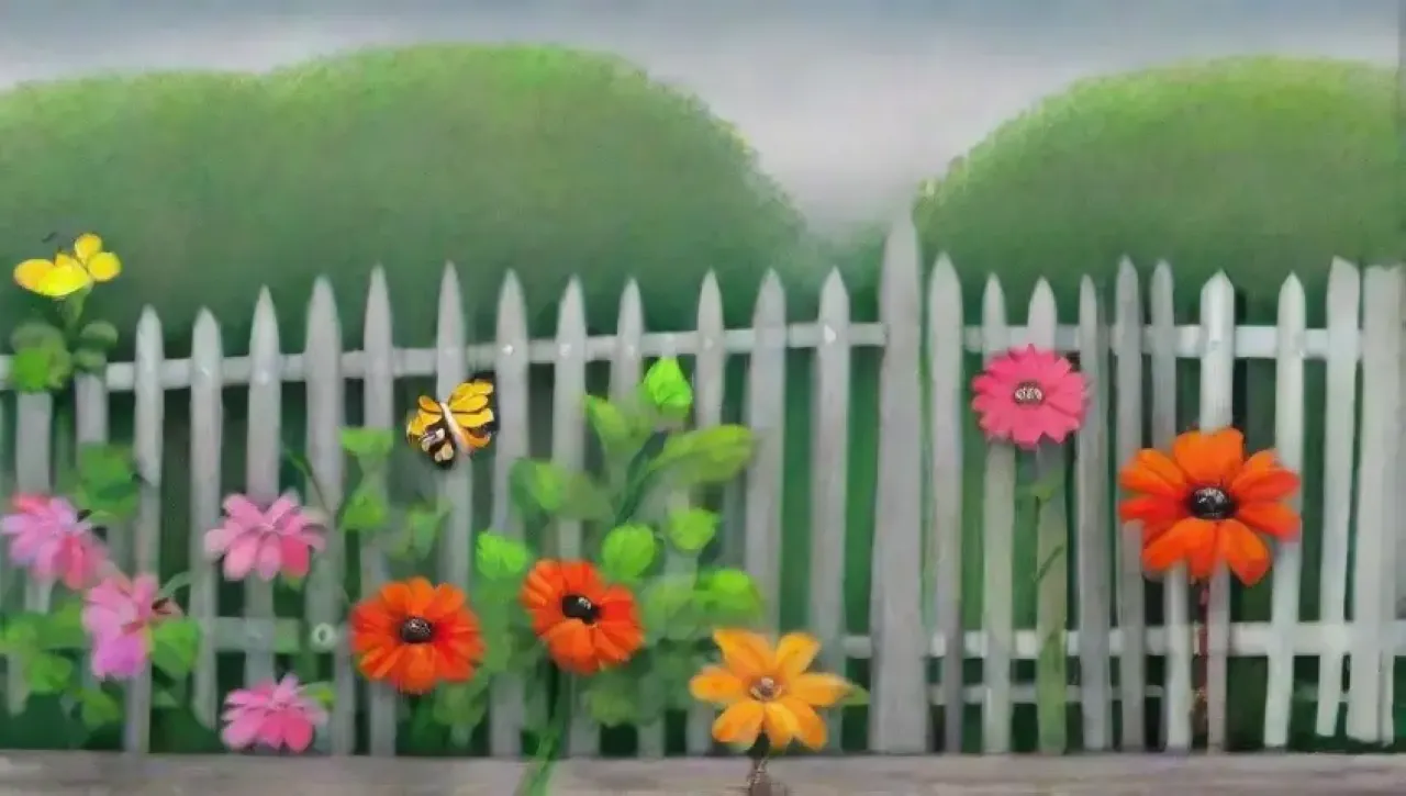 Un jardín vibrante y armonioso, lleno de vida y contrastes