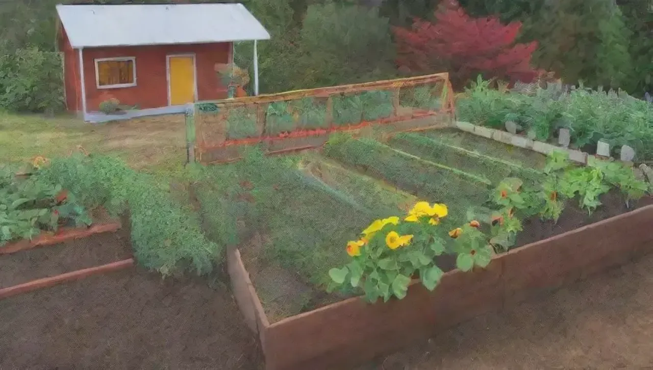 Un jardín vibrante y productivo lleno de vida y color
