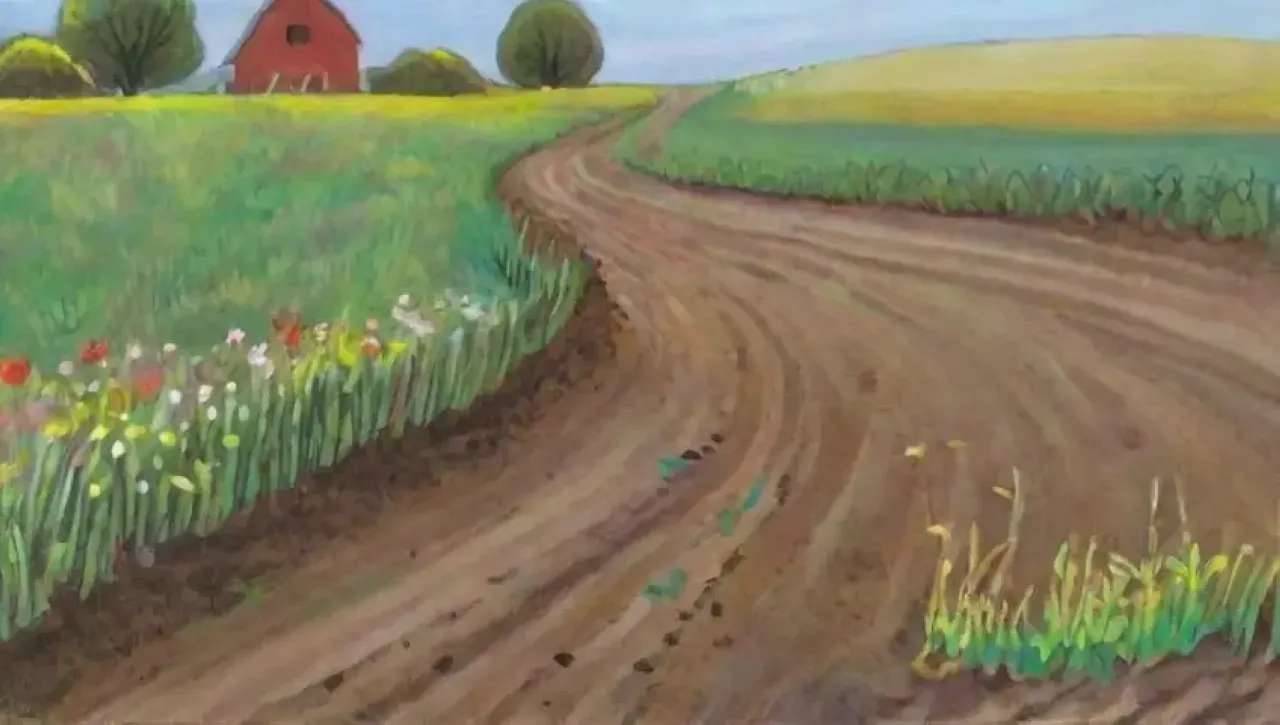 Un campo verde y vibrante con flora, fauna y un ambiente sereno