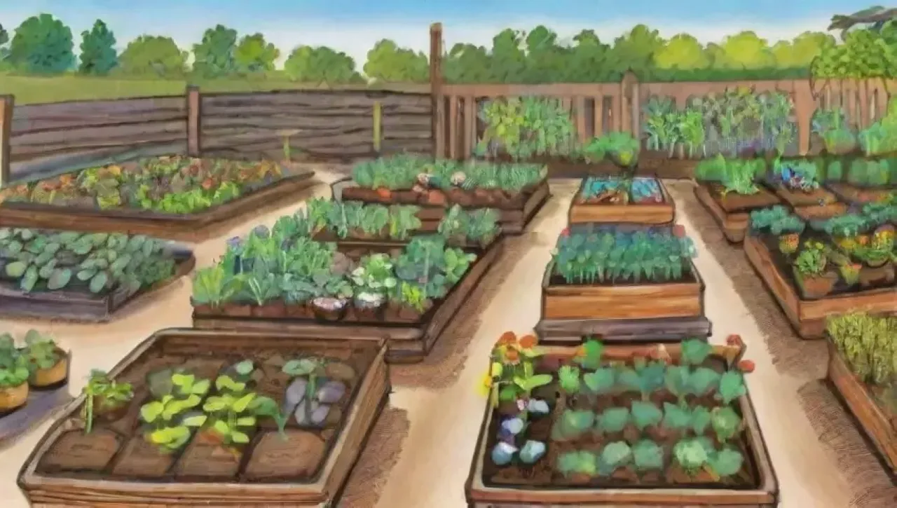 Un jardín vibrante y sostenible lleno de vida y diversidad