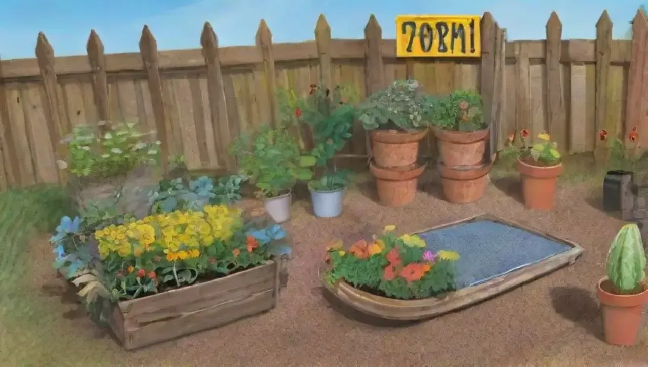 Un jardín vibrante y acogedor lleno de vida y color
