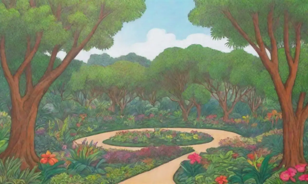Jardín botánico tropical con flora vibrante, especies en peligro y esfuerzos de conservación