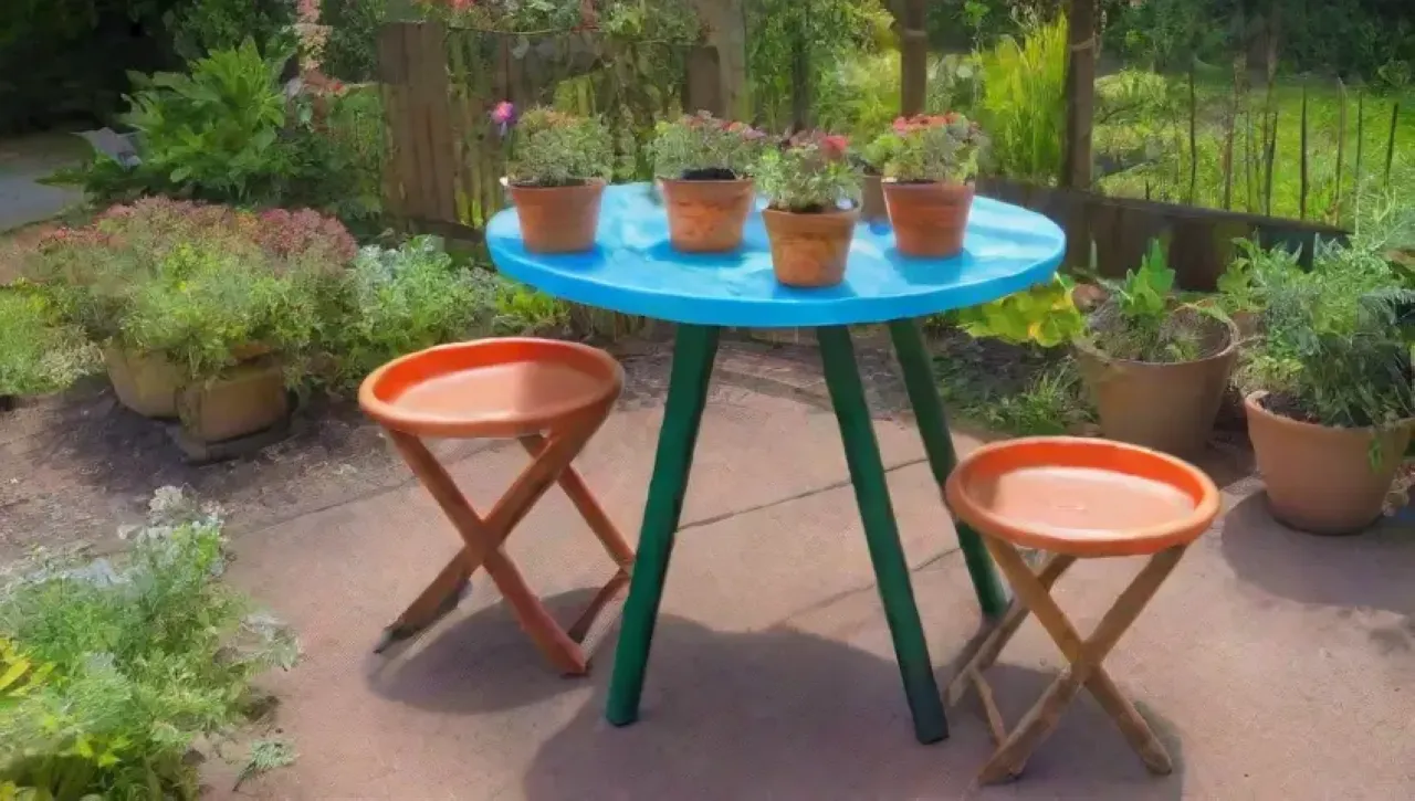 Un jardín vibrante y sostenible lleno de color, vida y armonía