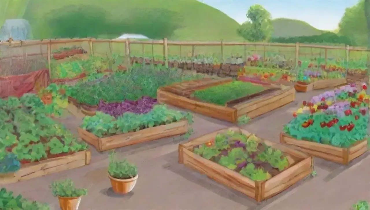 Campos verdes y vibrantes, agricultores felices y una comunidad unida en armonía con la naturaleza