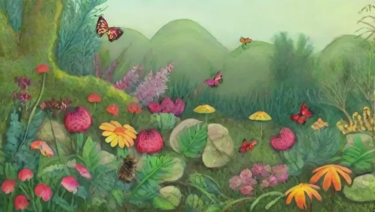 Un ecosistema vibrante y armonioso lleno de vida y color