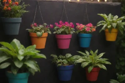Jardín vibrante con plantas