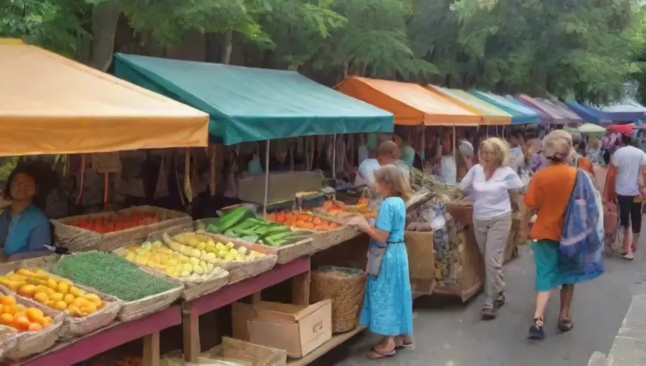 Un mercado vibrante lleno de colores, risas y comunidad
