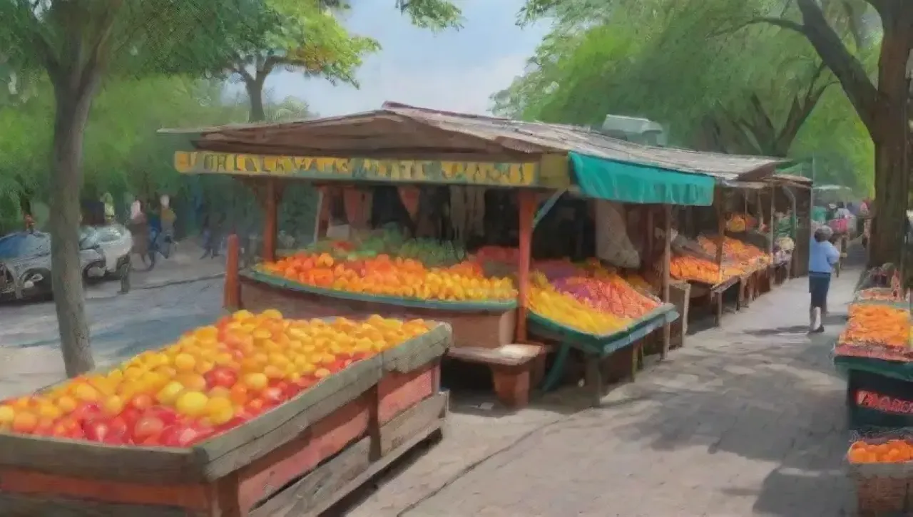 Un bullicioso mercado lleno de colores, aromas y sonrisas refleja una vibrante comunidad