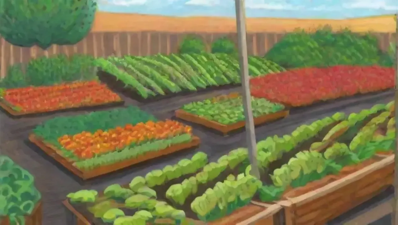 Un paisaje agrícola vibrante lleno de vida y color