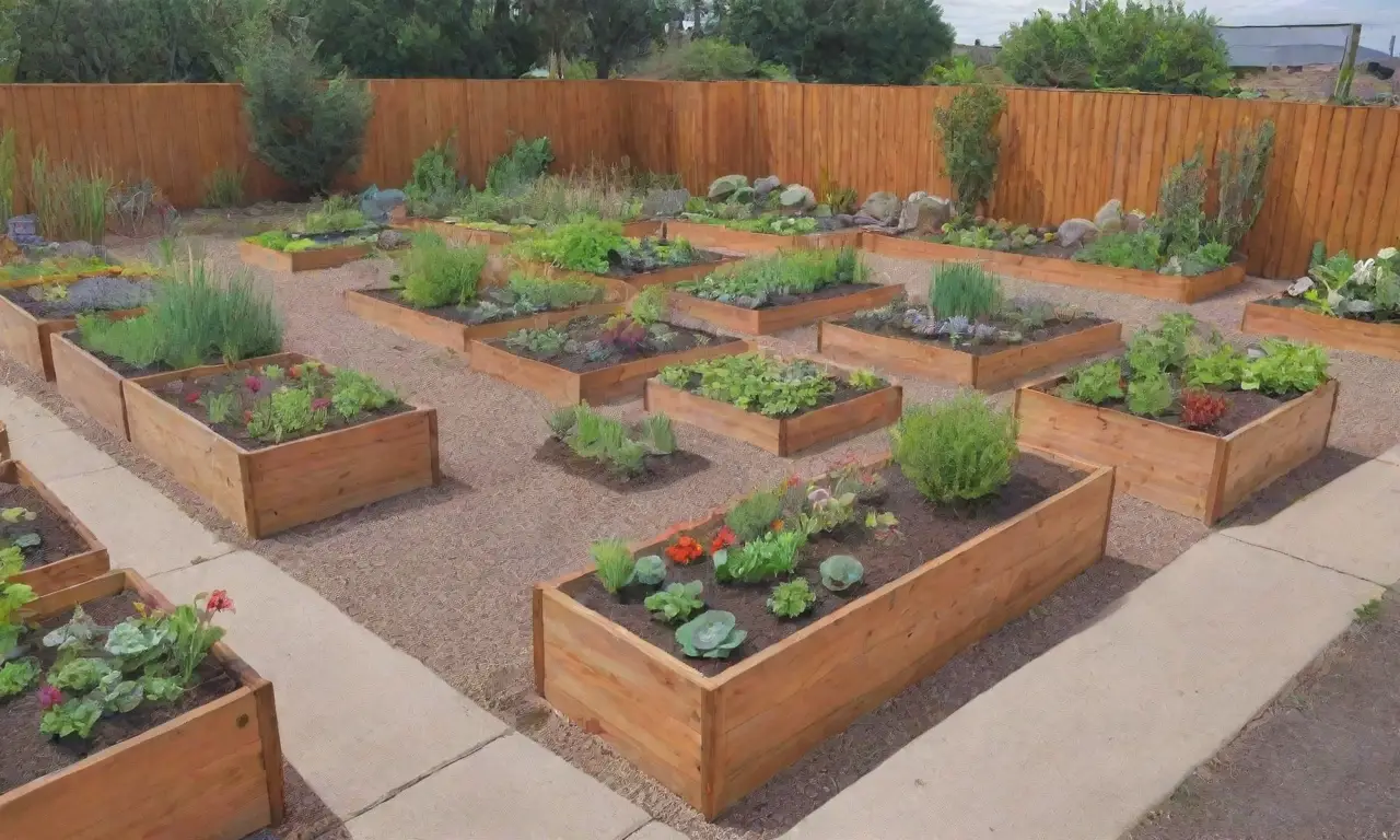 Huerto escolar sostenible y participativo con plantas coloridas y aprendizaje práctico