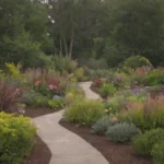 Colores vibrantes y plantas diversas en un diseño sostenible y ecológico