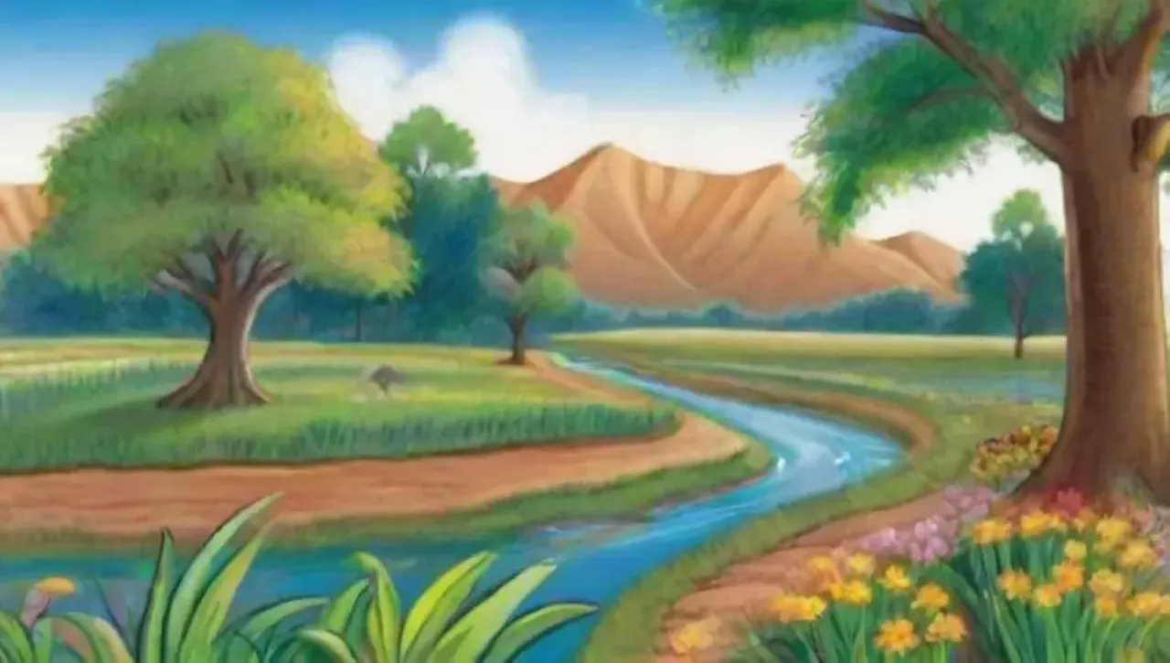 Un paisaje natural vibrante y armonioso lleno de vida