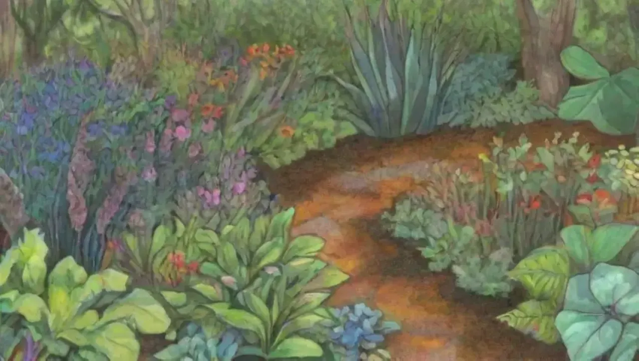 Un jardín vibrante y armonioso lleno de vida y belleza natural