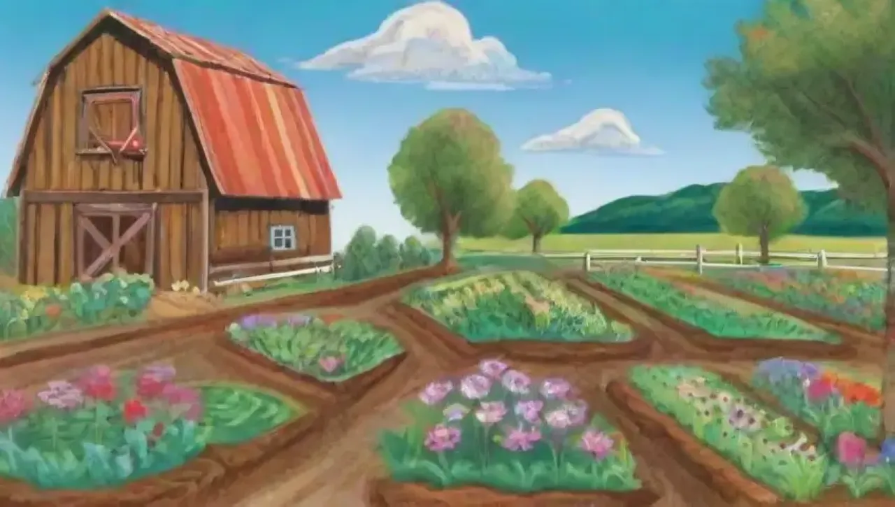Un paisaje vibrante y sostenible lleno de vida y armonía