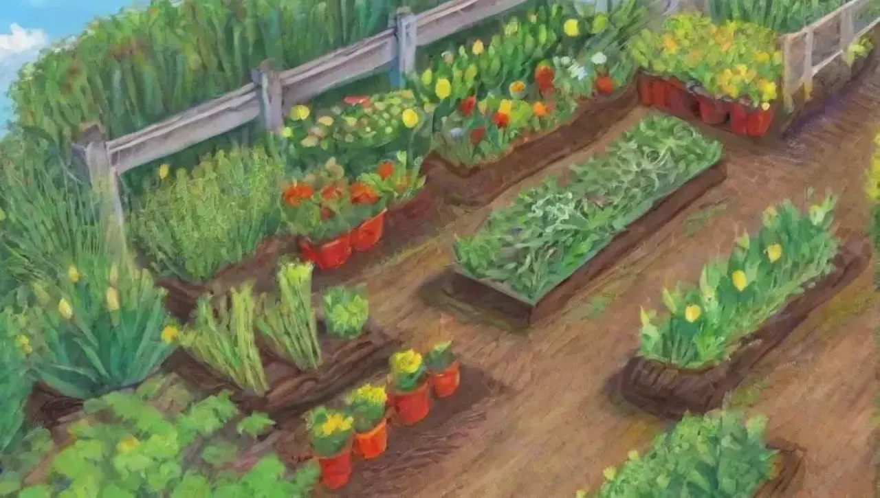 Un jardín vibrante y diverso lleno de colores, aromas y vida