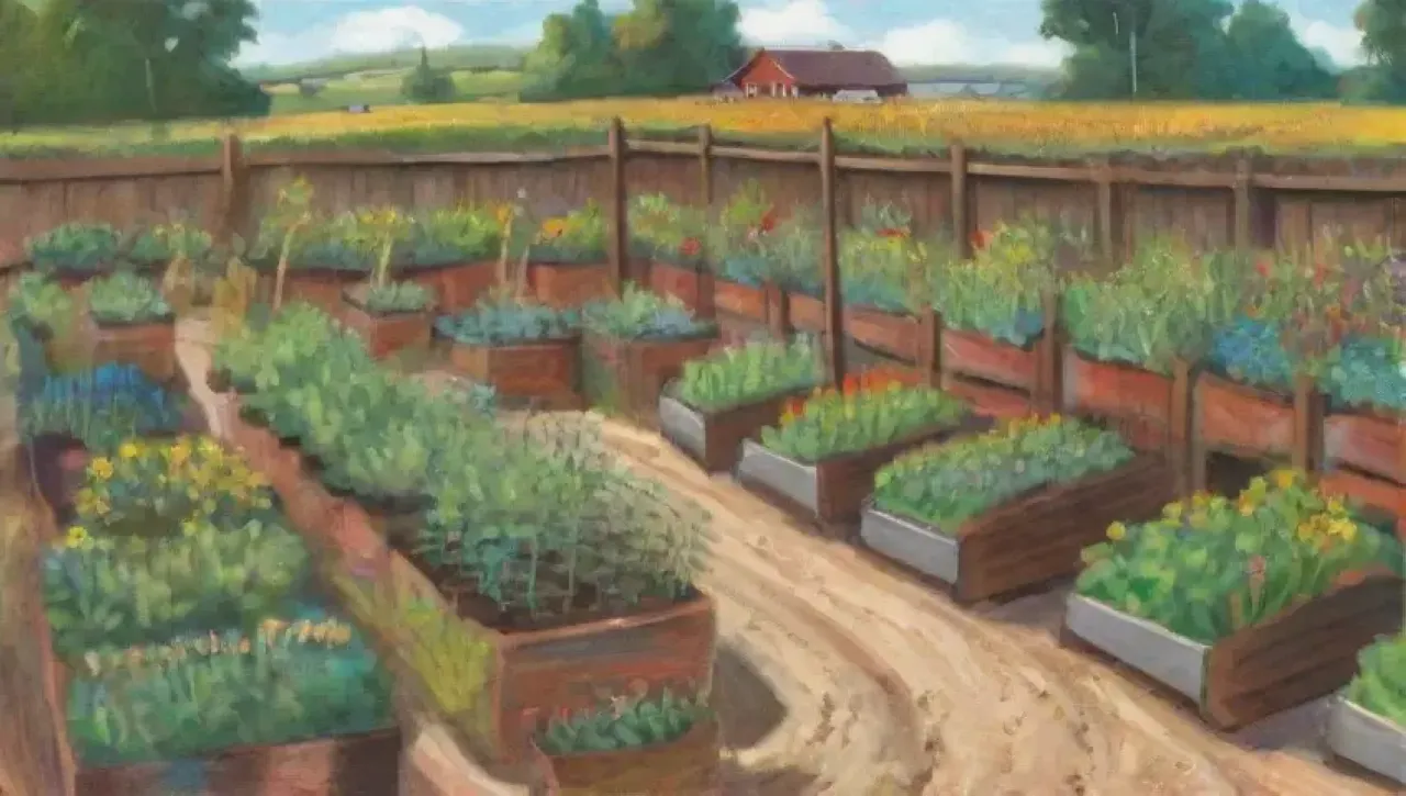 Campos verdes vibrantes con cultivos diversos y vida silvestre en un ecosistema sostenible