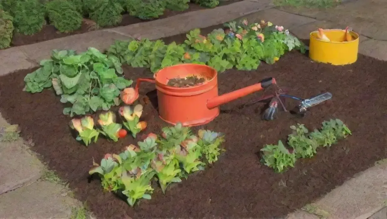 Un jardín vibrante y armonioso lleno de colores, aromas y vida