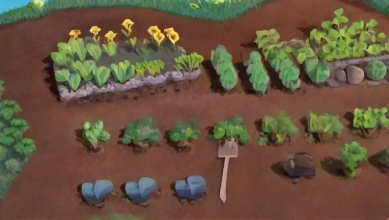 Un paisaje agrícola vibrante y armonioso lleno de vida y colores