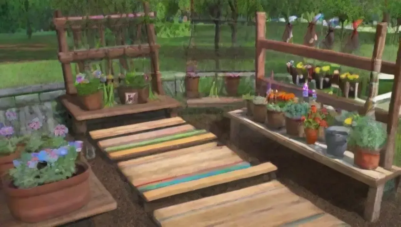 Un jardín vibrante y sereno lleno de vida y color