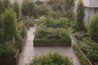 Jardines urbanos sostenibles con diseño eficiente y variedad de plantas