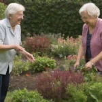 Jardines accesibles donde ancianos cuidan