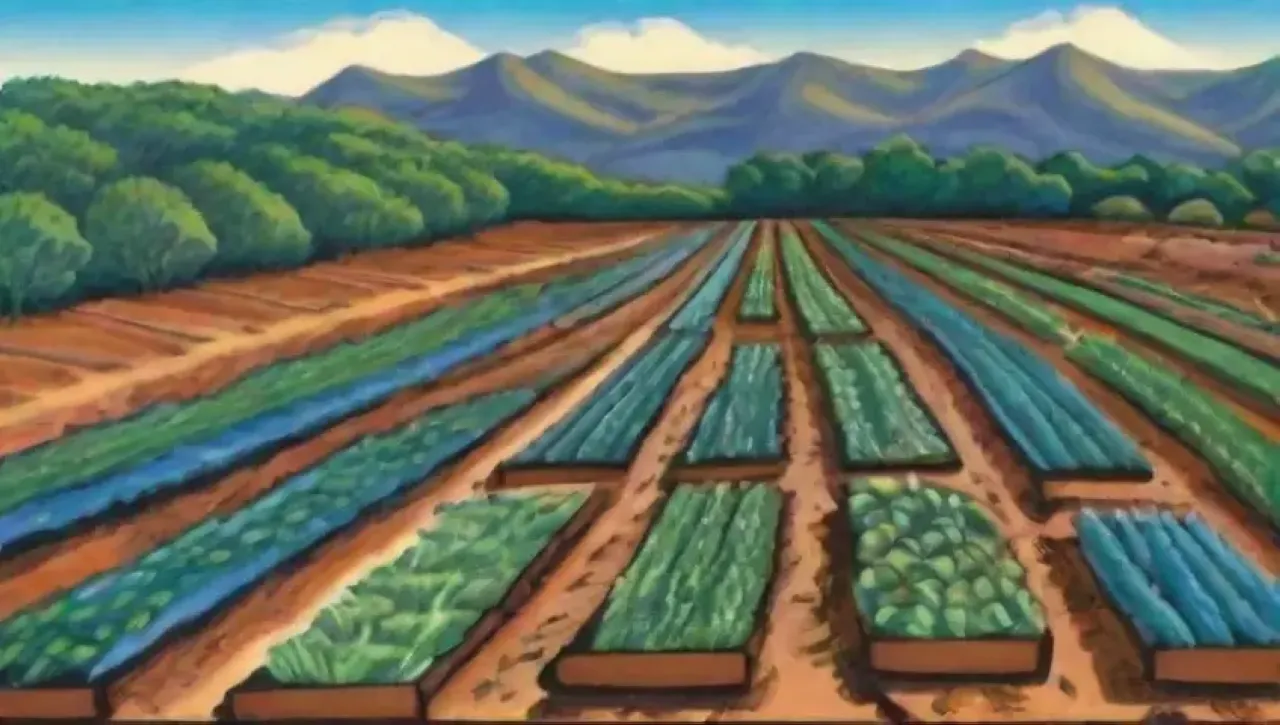 Un paisaje agrícola vibrante y armonioso, lleno de vida y sostenibilidad