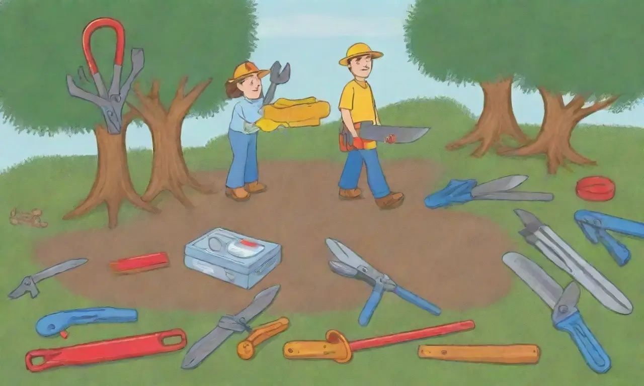 Utensilios de jardinería y materiales visuales