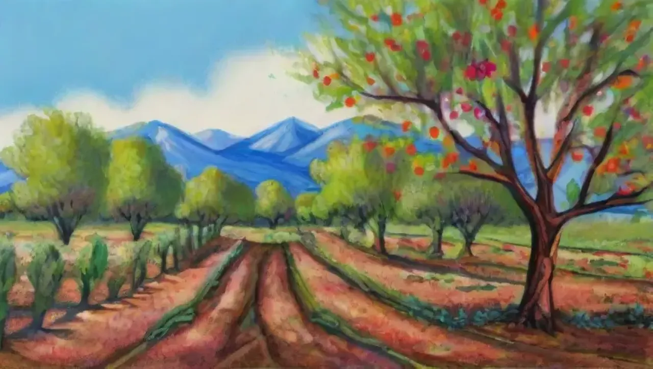 Un paisaje agrícola diverso con contrastes entre áreas saludables y signos de sequía