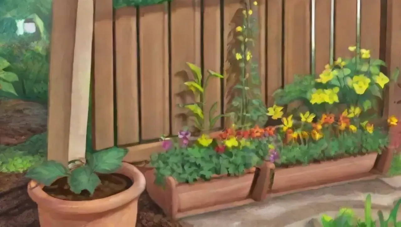 Un jardín vibrante y armonioso lleno de vida y color