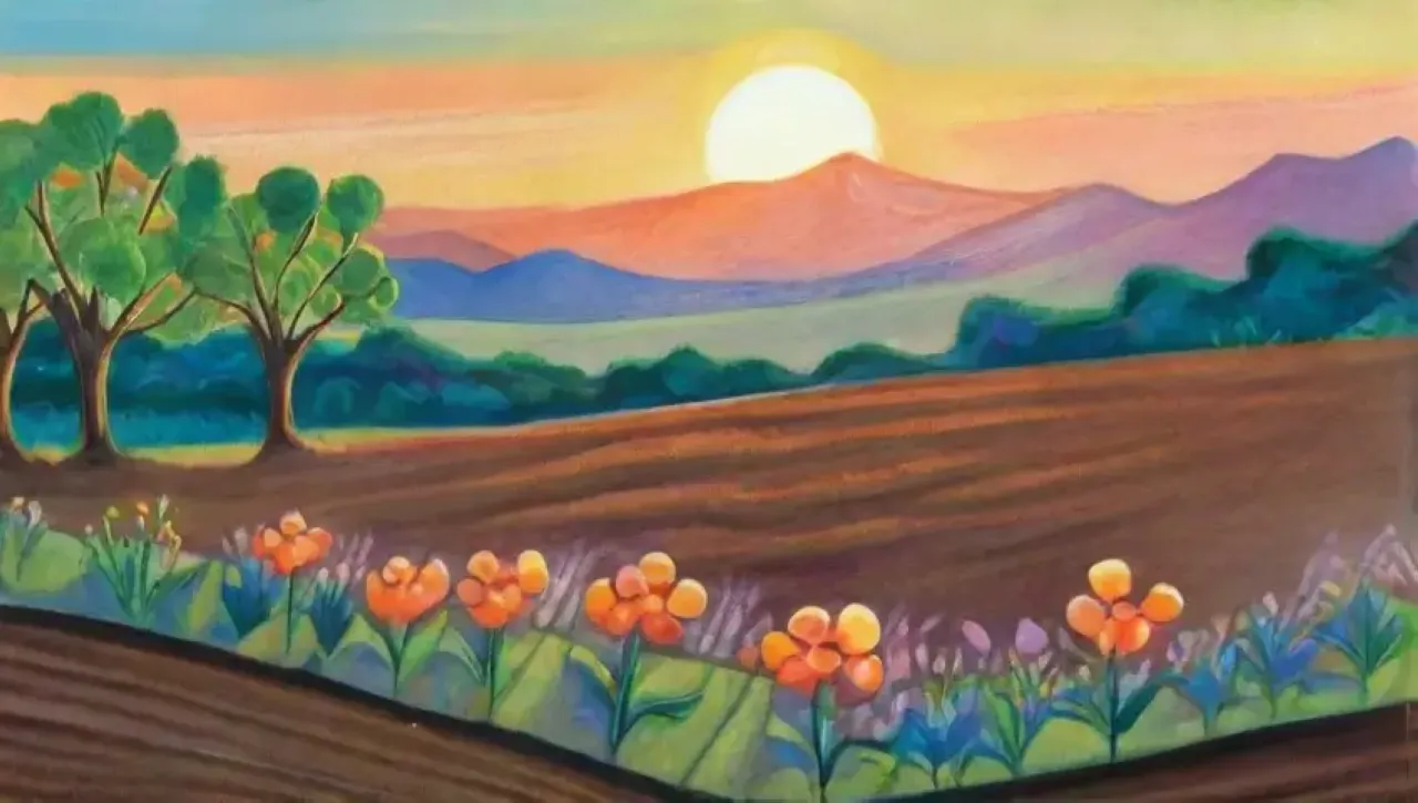 Un paisaje vibrante y armonioso de naturaleza en plena vida