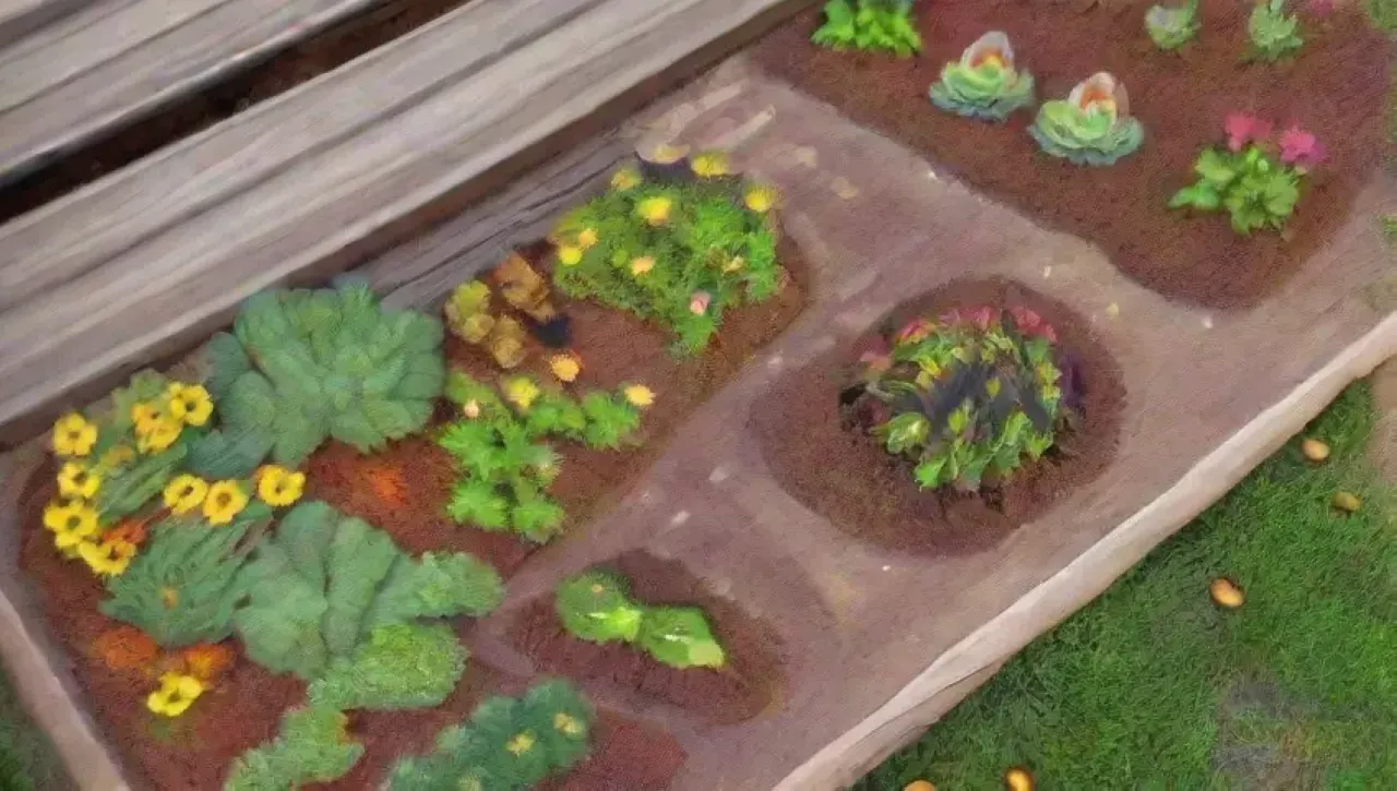 Un jardín vibrante y armonioso lleno de colores, texturas y vida