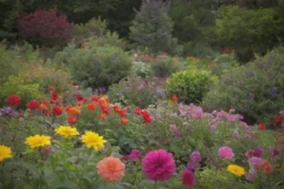 Un jardín vibrante y sostenible de flores comestibles y vegetación fresca
