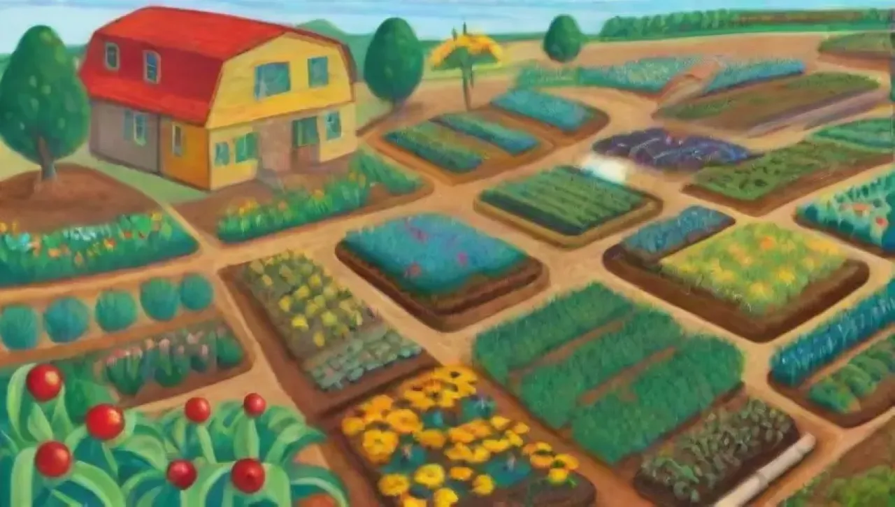 Campos verdes vibrantes con tecnología moderna y biodiversidad en armonía