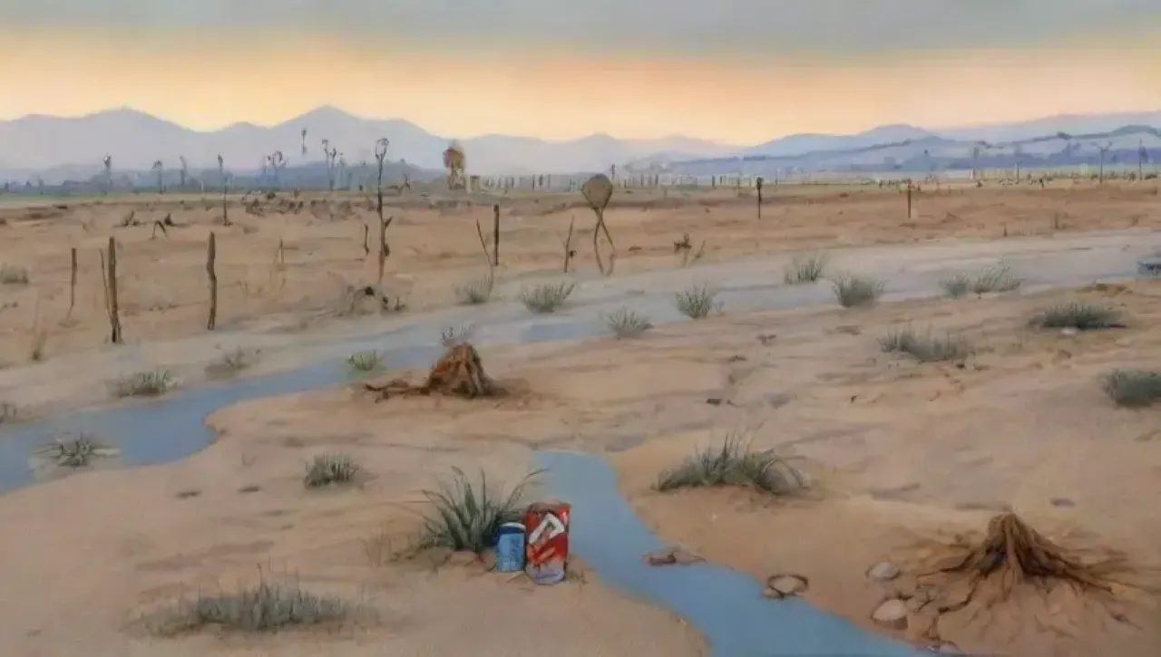 Un paisaje desolador de colores apagados y vida marchita