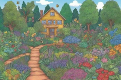 Jardín vibrante con colores