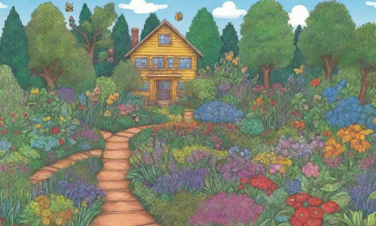 Jardín vibrante con colores