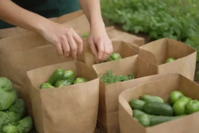 Jardín verde con vegetales maduros y consejos para sembrar