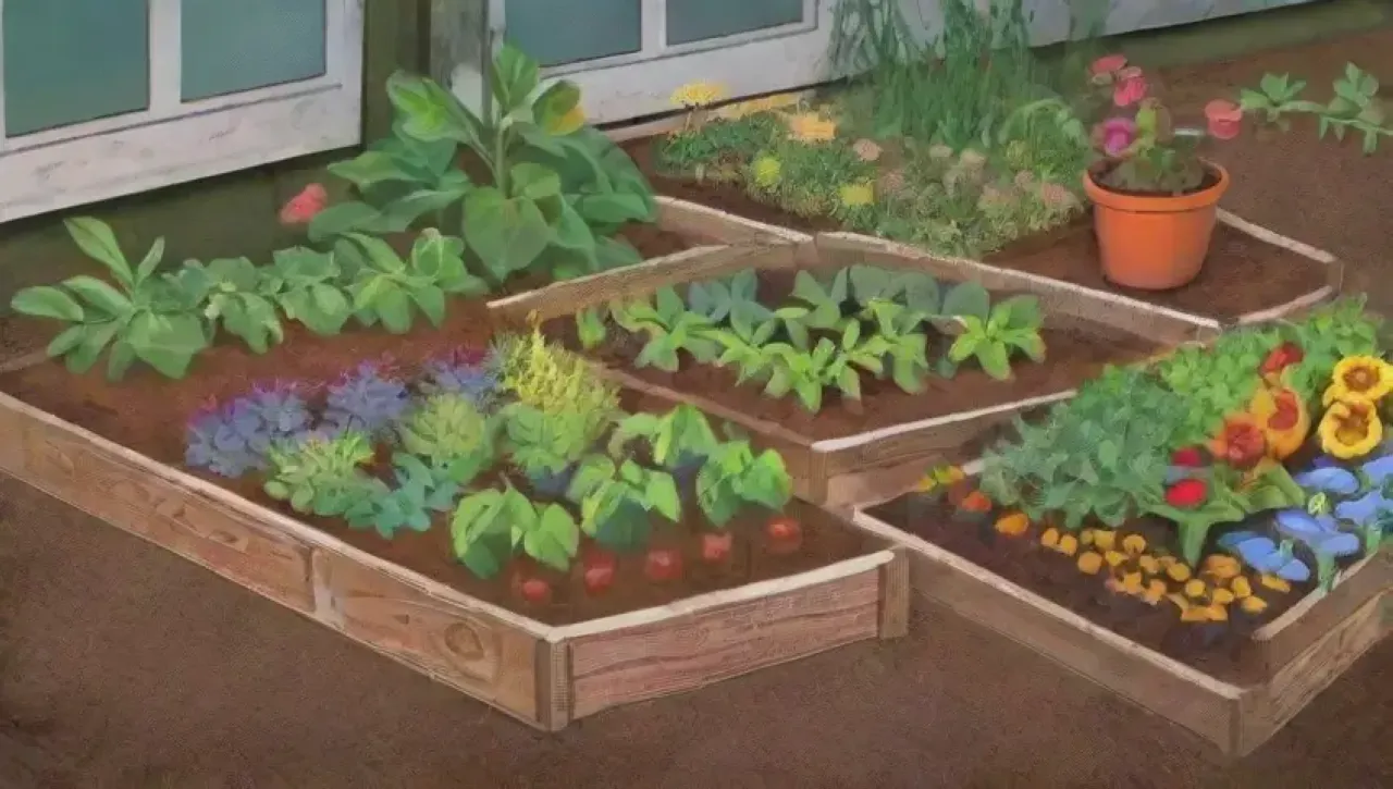 Un jardín vibrante y saludable lleno de vida y colores