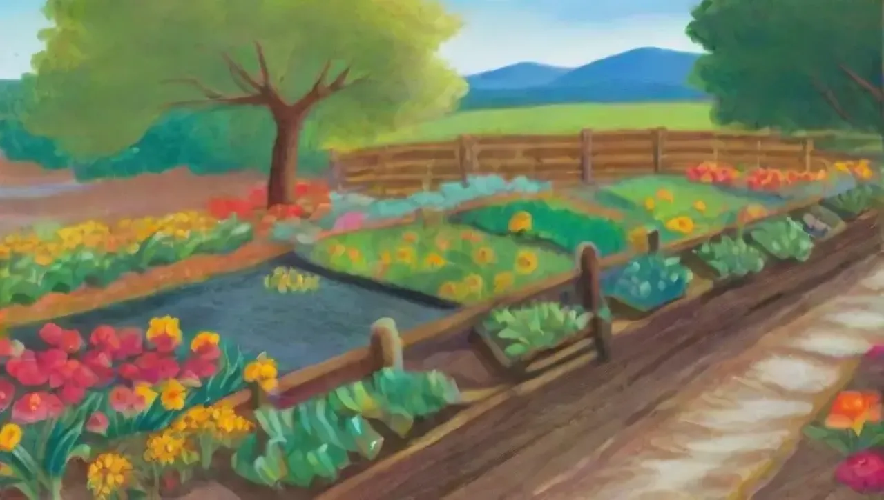 Un paisaje agrícola vibrante y diverso lleno de vida y color