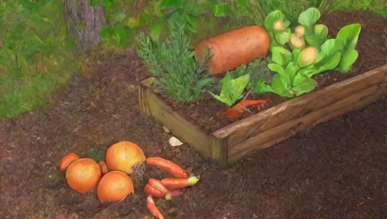 Un compost vibrante y lleno de vida, con hojas verdes, tierra rica y diversos restos orgánicos
